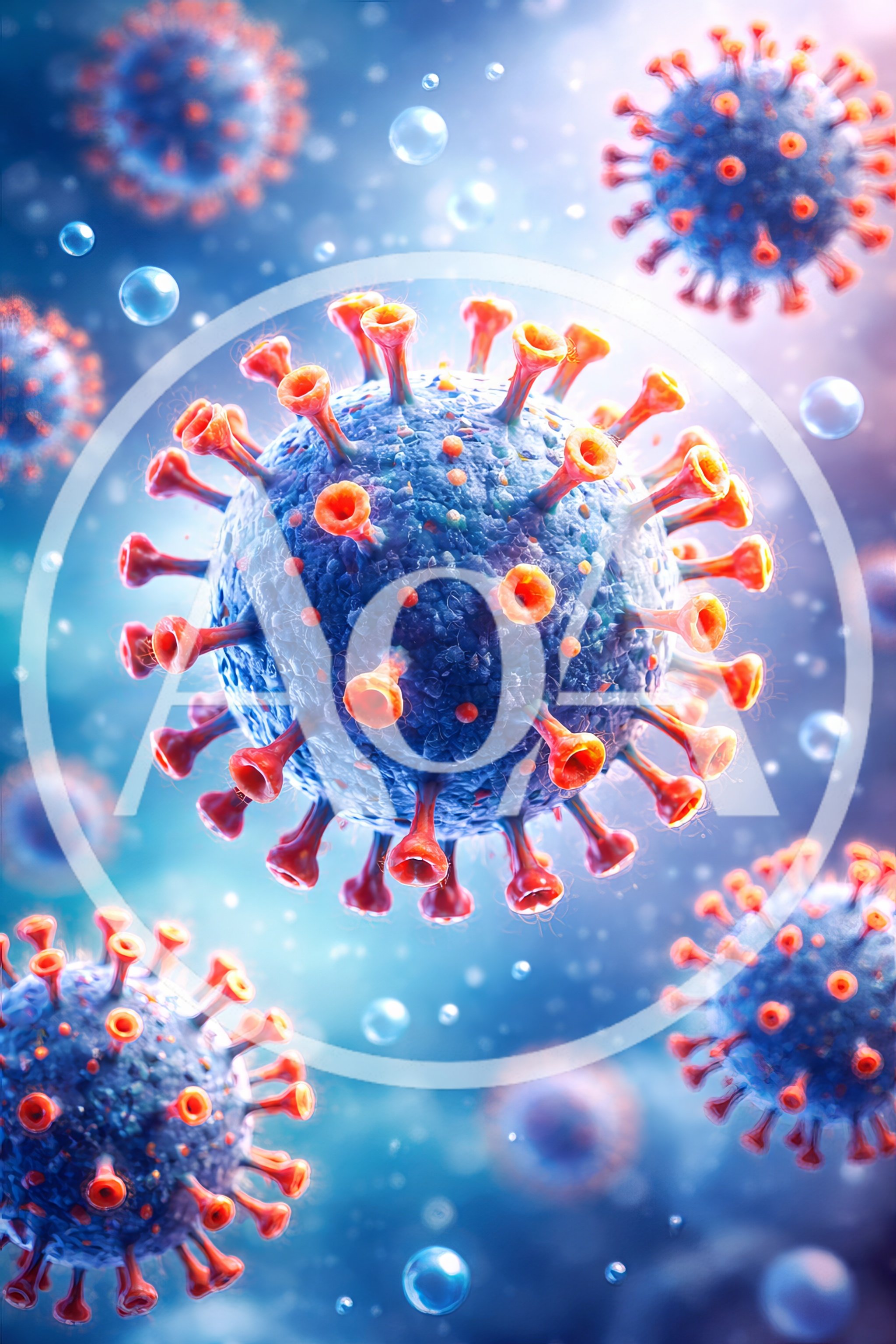 3D Rendered Coronavirus Particles Floating In Microscopic Space