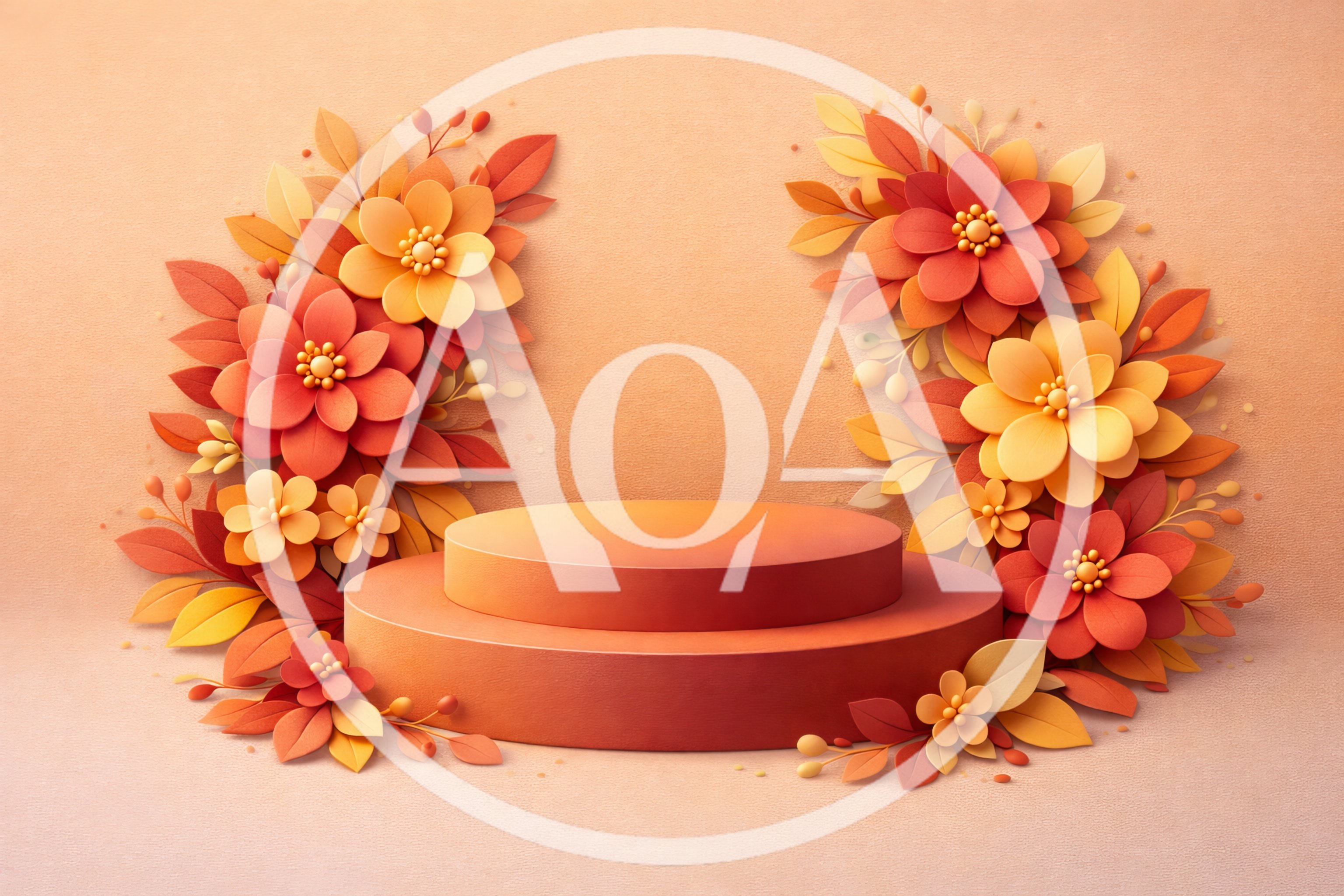 Orange Podium Display With Autumnal Paper Flowers