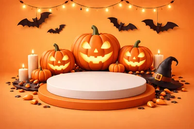 Halloween Product Display Podium With Jack O Lanterns