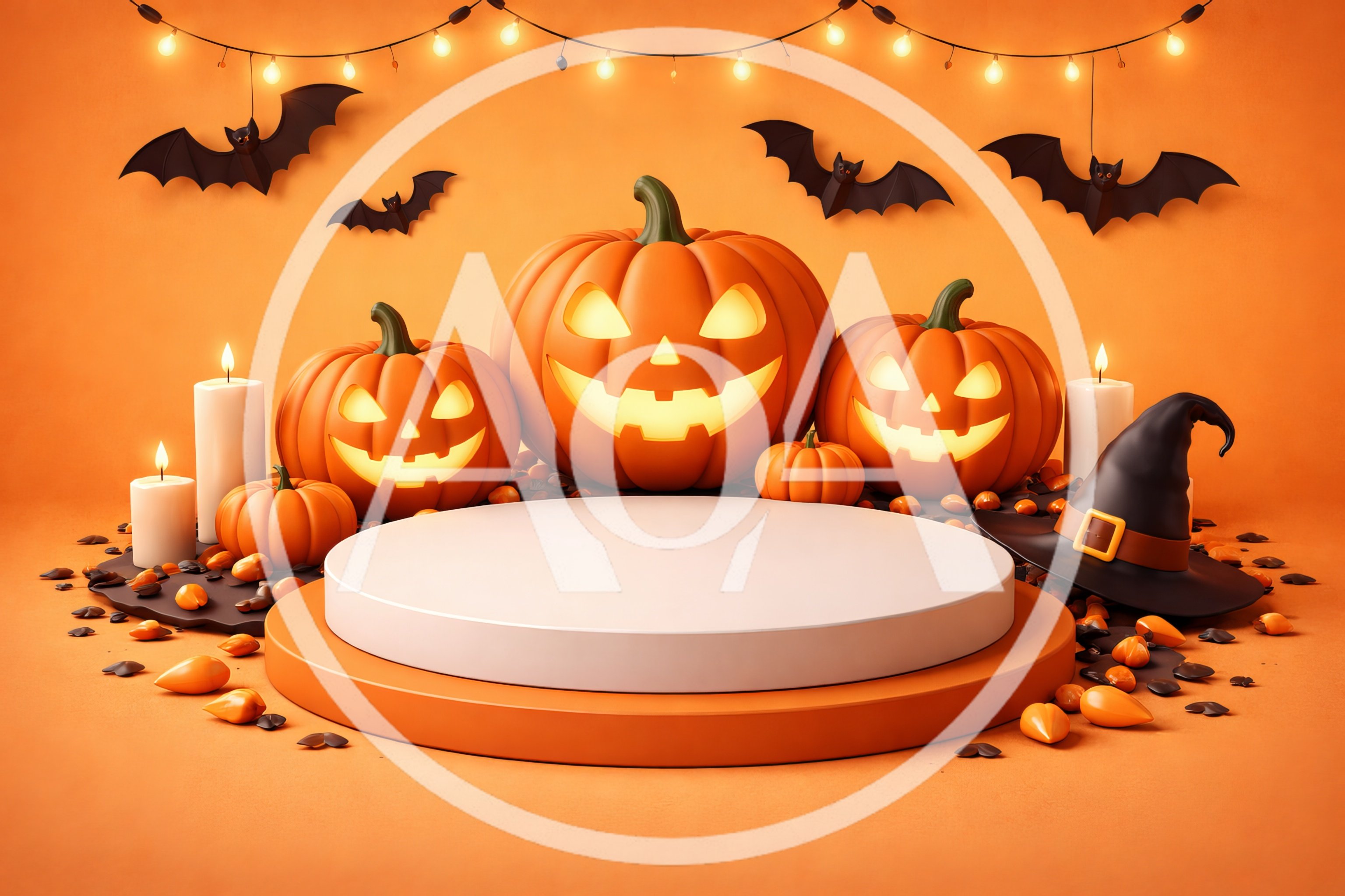 Halloween Product Display Podium With Jack O Lanterns