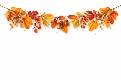 Autumnal Foliage Garland With Acorns And Berries