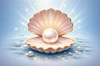 Luminous Pearl Inside An Open Seashell