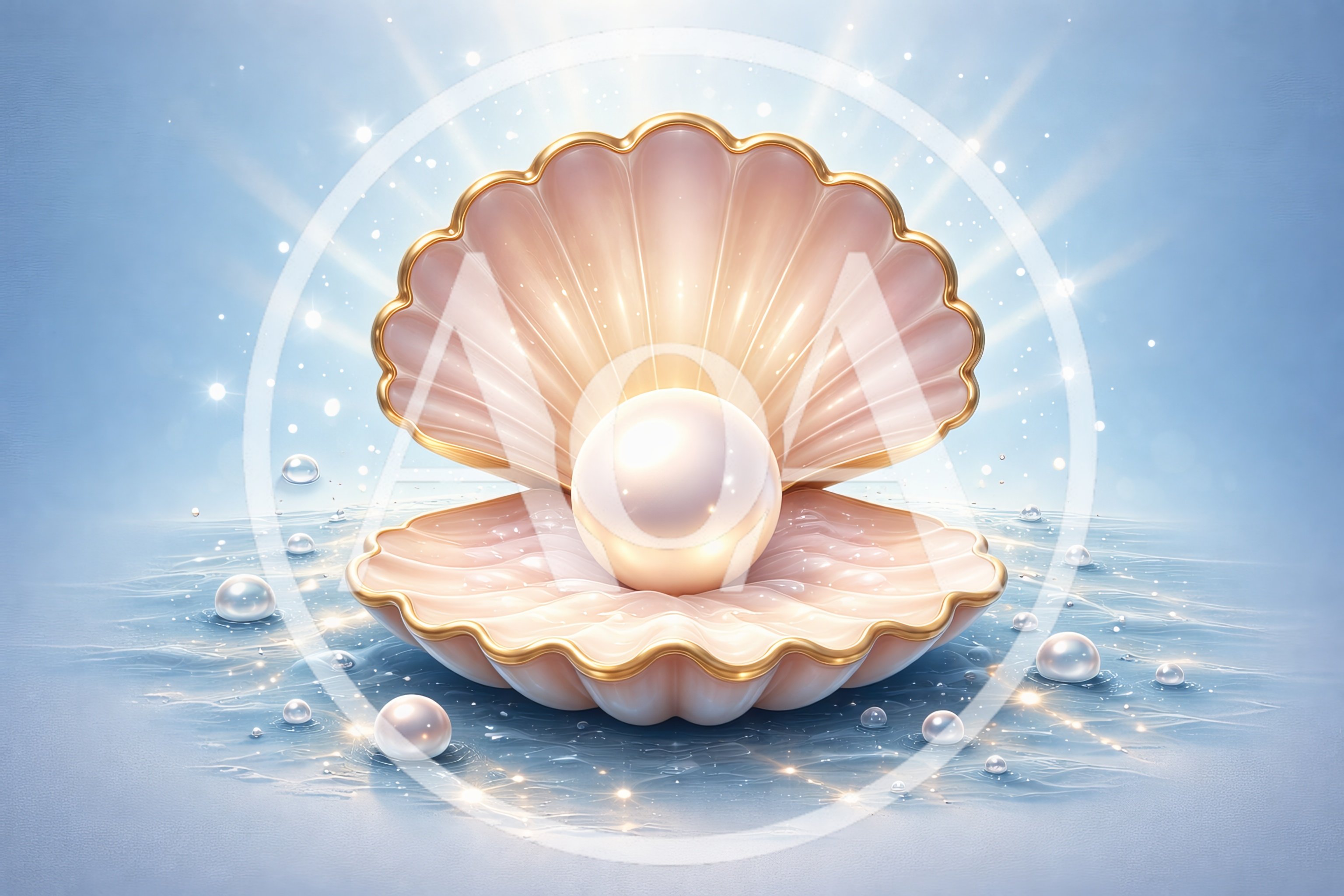 Luminous Pearl Inside An Open Seashell