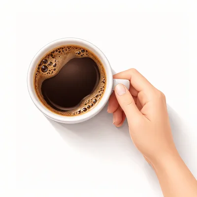 Hand Holding A White Coffee Cup From Above