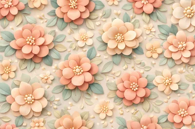 Pastel Paper Cutout Floral Pattern Background