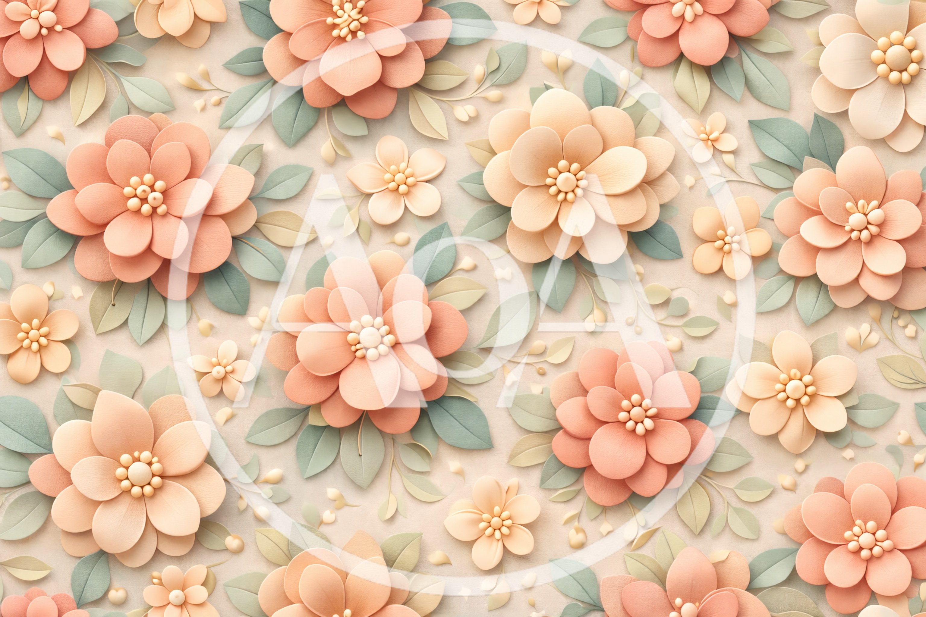 Pastel Paper Cutout Floral Pattern Background