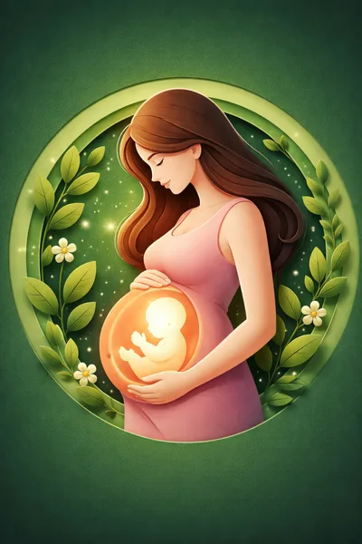 Pregnant Woman With Glowing Fetus Illustration