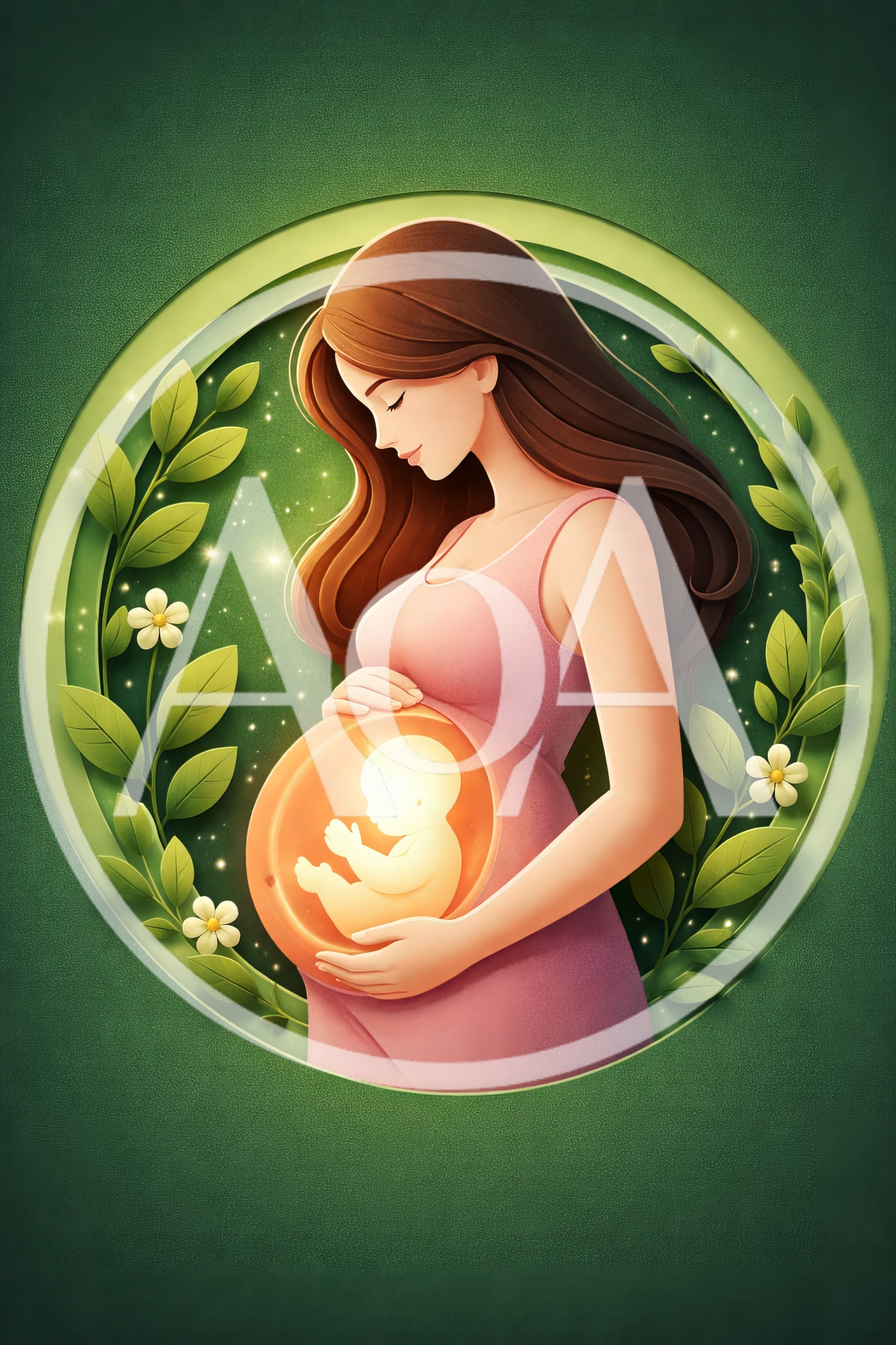 Pregnant Woman With Glowing Fetus Illustration