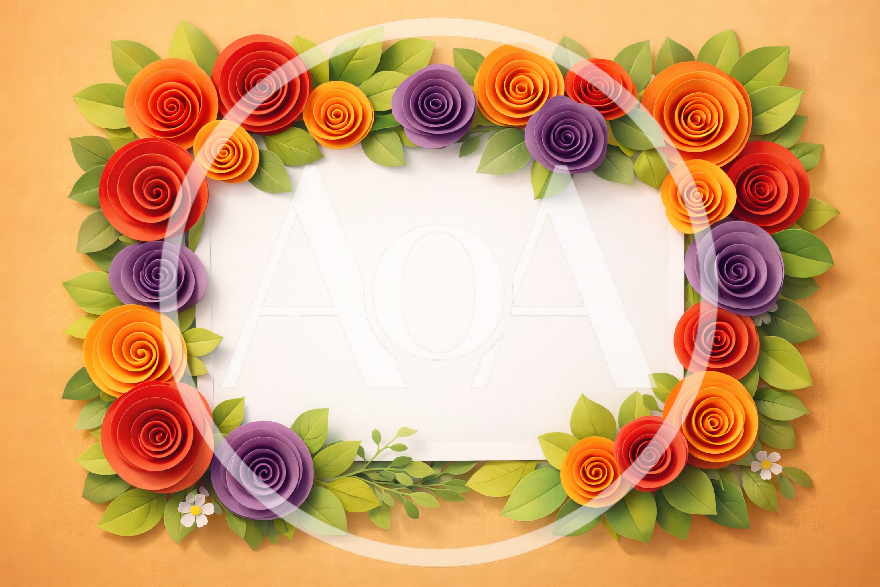 Paper Craft Floral Border Frame With Blank Center