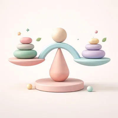 3D Illustration of Balanced Pastel Stacking Stones