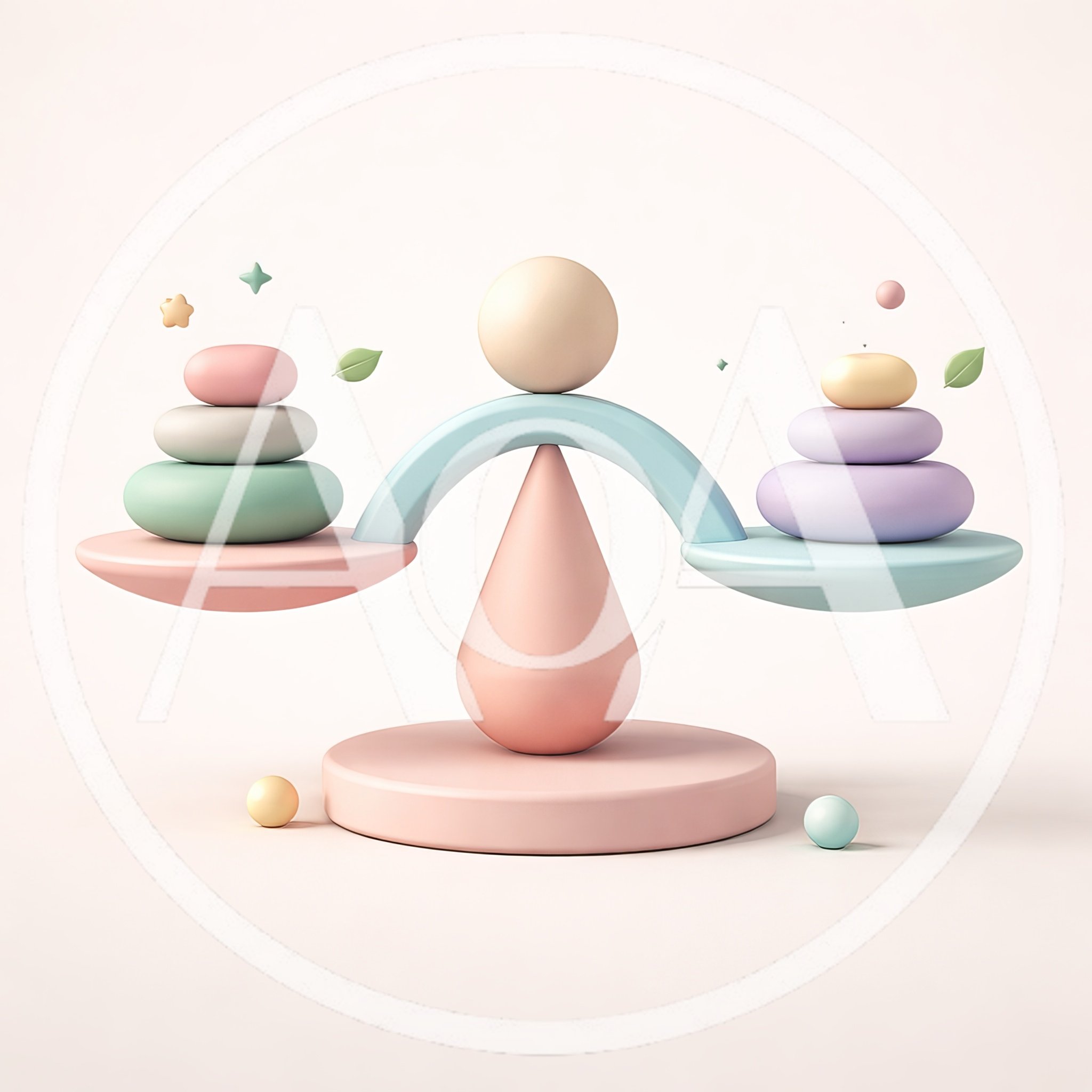 3D Illustration of Balanced Pastel Stacking Stones