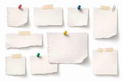 Collection of Blank Paper Notes and Sticky Memos