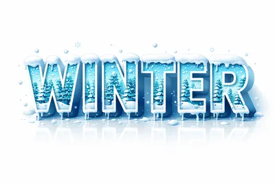 3D Winter Typography With Snowy Forest Landscape