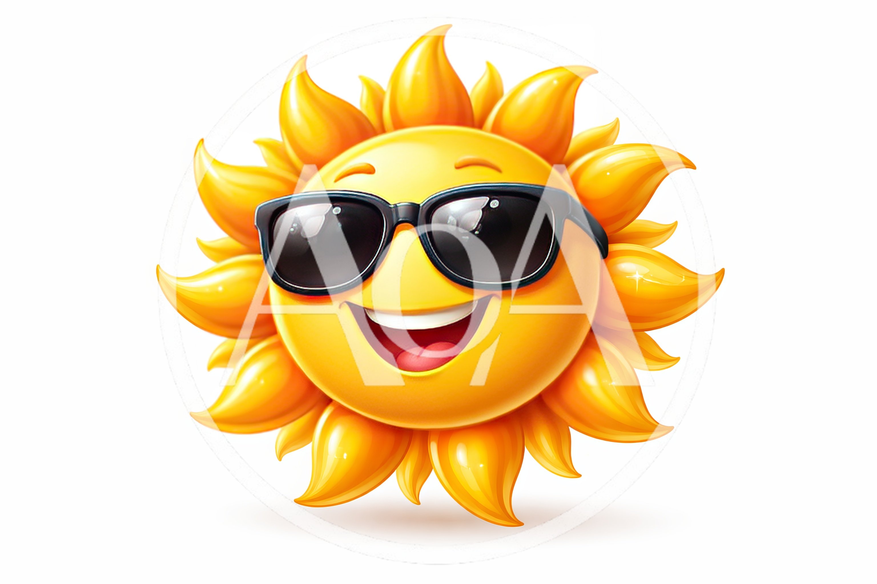 Cheerful Cartoon Sun Wearing Black Sunglasses
