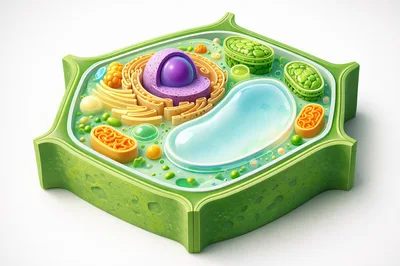 3D Rendered Plant Cell Anatomy Diagram