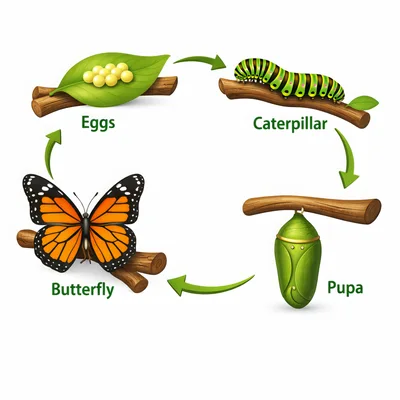 Butterfly Life Cycle Stages Illustration
