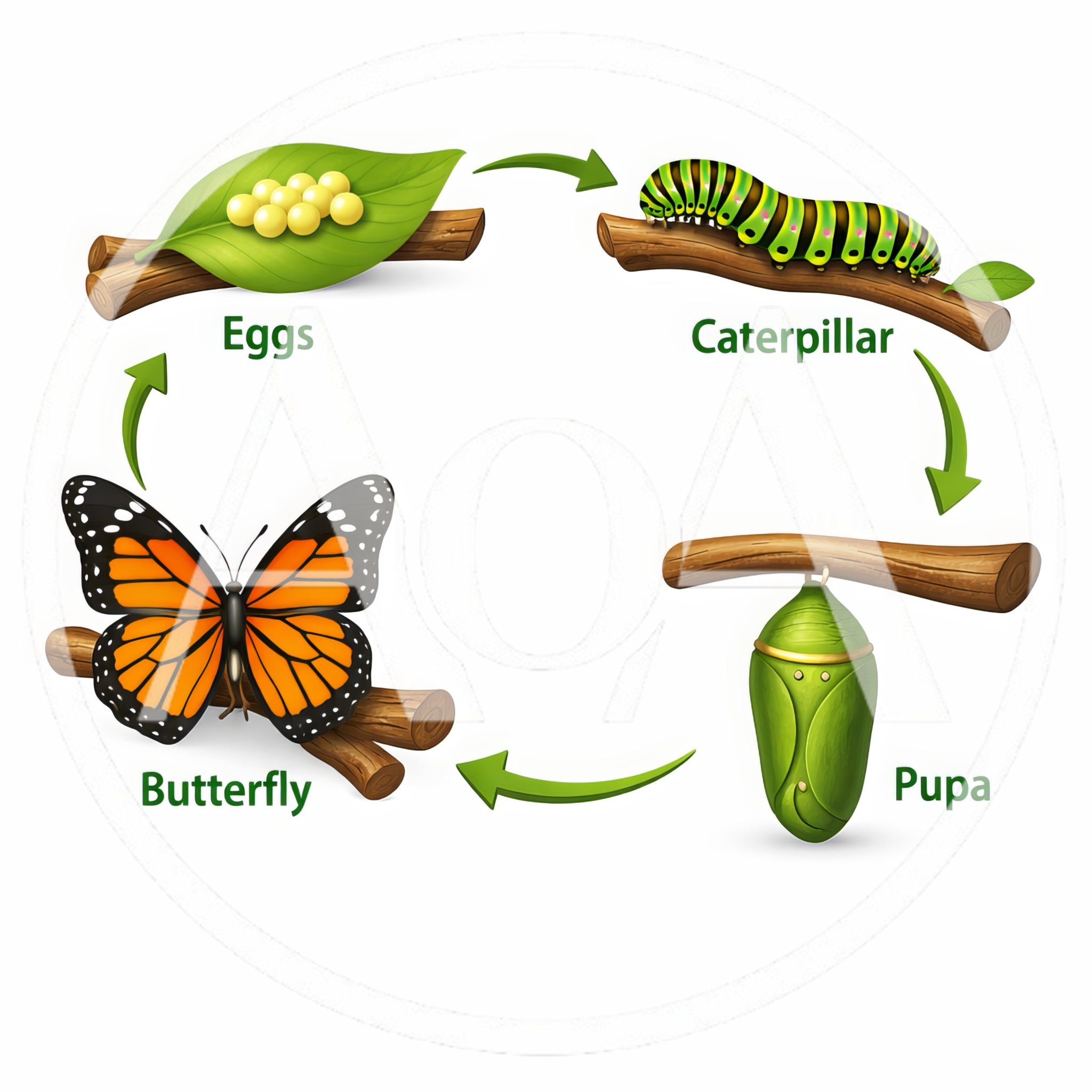 Butterfly Life Cycle Stages Illustration