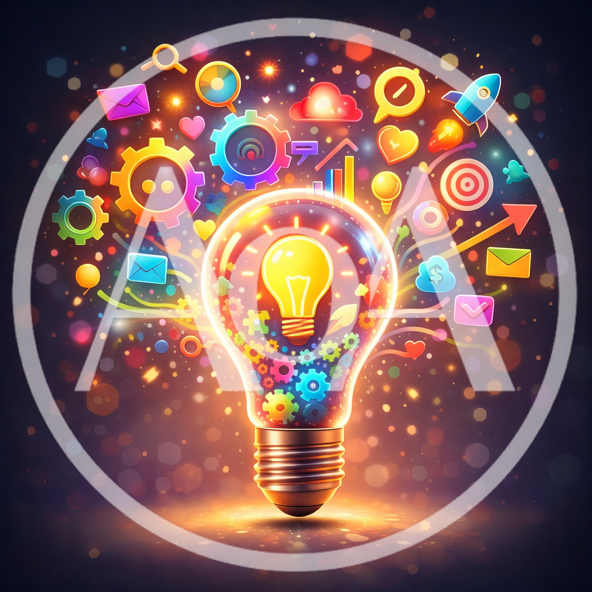 Creative Light Bulb Concept With Digital Icons
