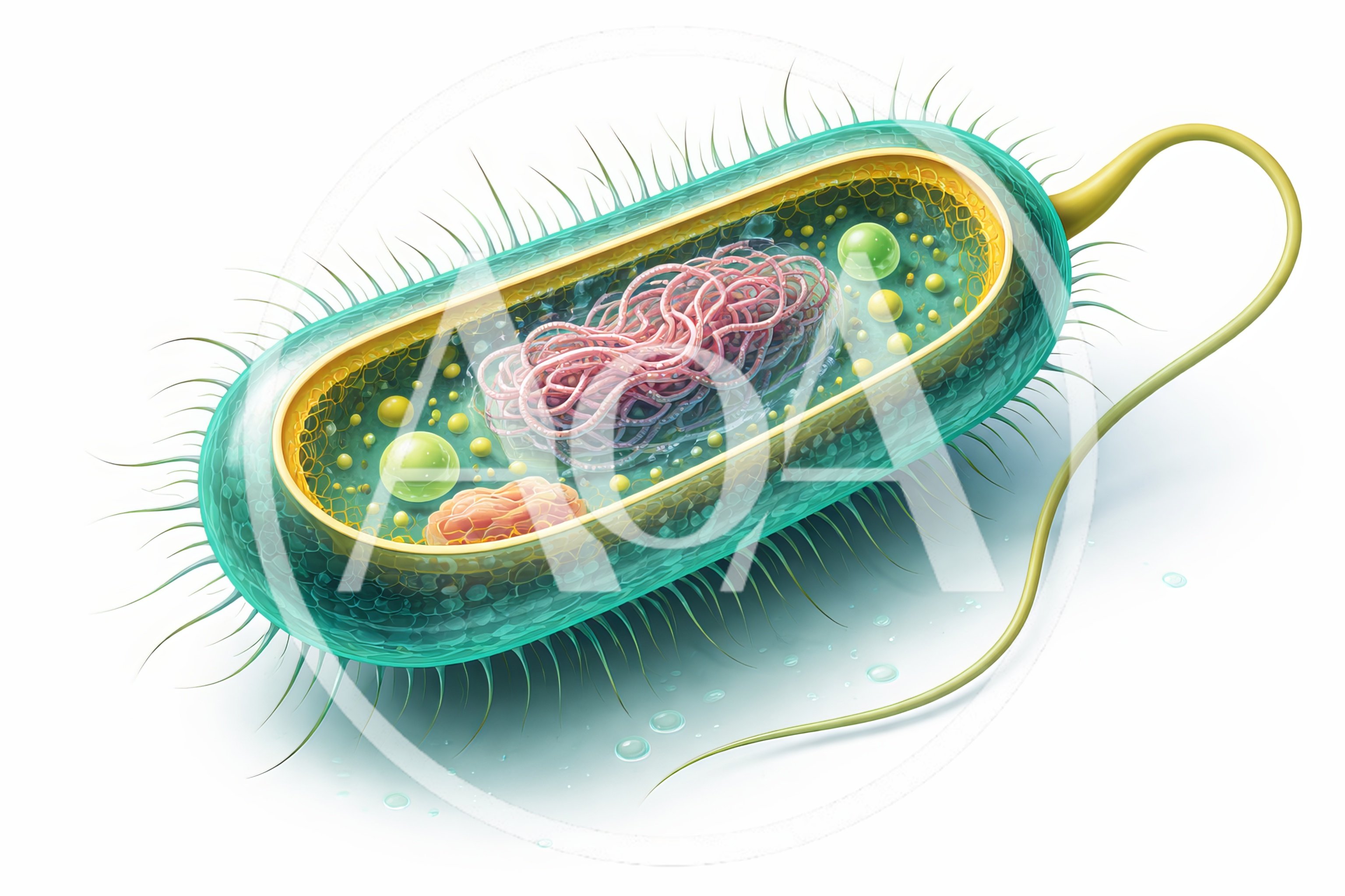3D Render Of A Prokaryotic Bacterial Cell
