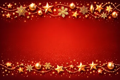 Christmas Holiday Background With Golden Ornaments