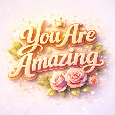 You Are Amazing Text With Roses And Crown