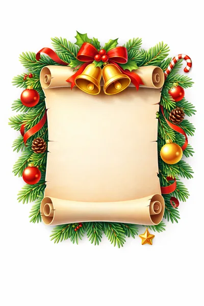 Christmas Scroll Frame with Festive Decorations
