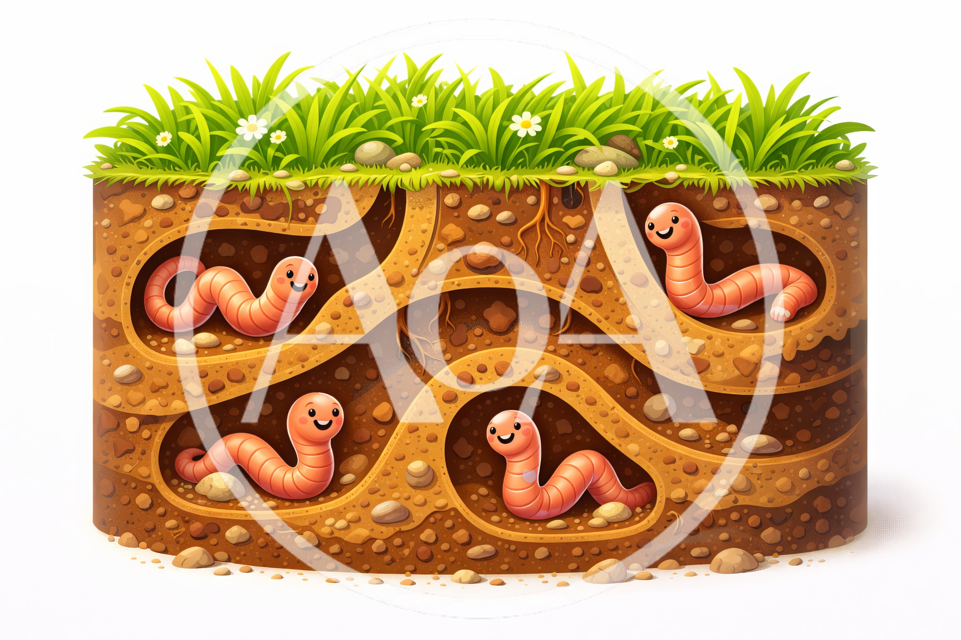Cute Earthworms Living In Underground Soil Tunnels