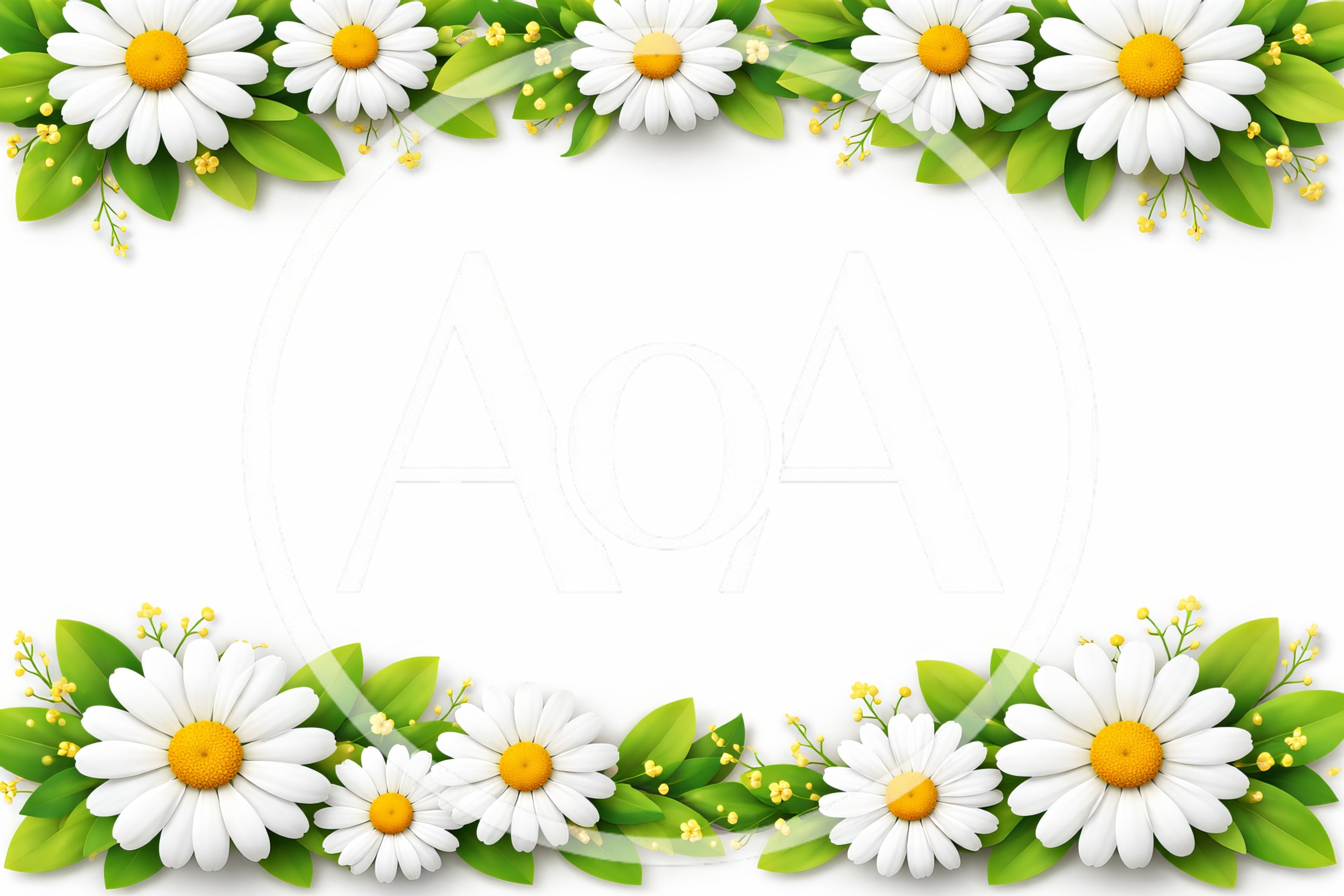 Daisy Flower Border Frame on White Background