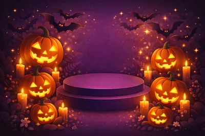 Halloween Product Display Podium With Jack O Lanterns