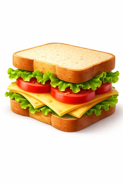 Fresh Vegetable And Cheese Sandwich On White Background