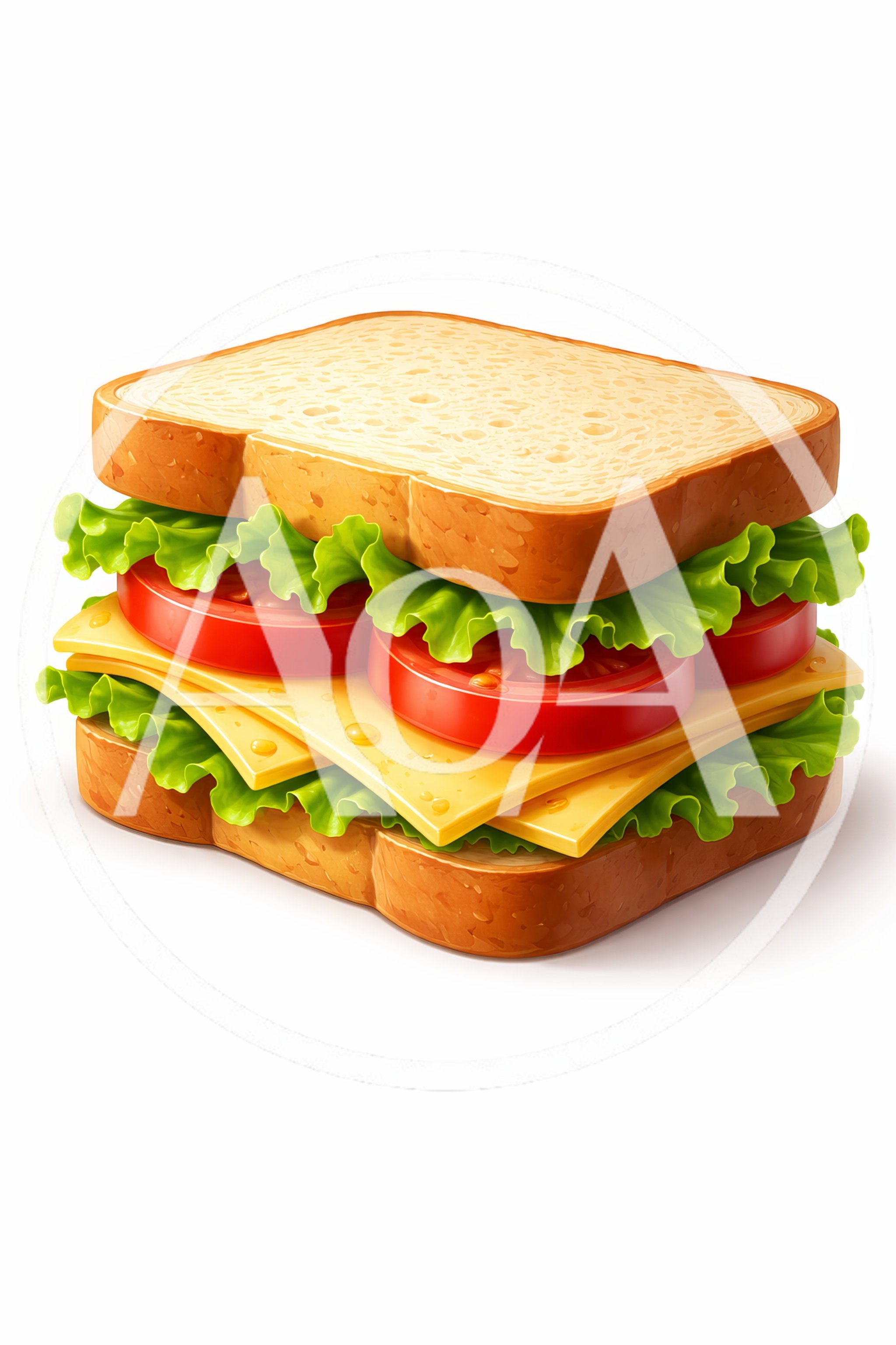 Fresh Vegetable And Cheese Sandwich On White Background