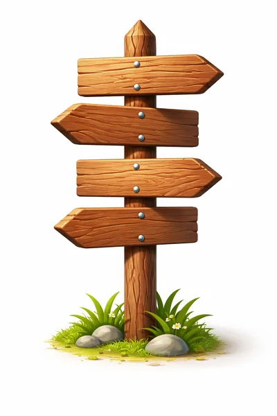 Wooden Directional Signpost With Four Blank Arrows