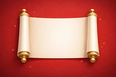 Blank Antique Scroll On Red Velvet Background
