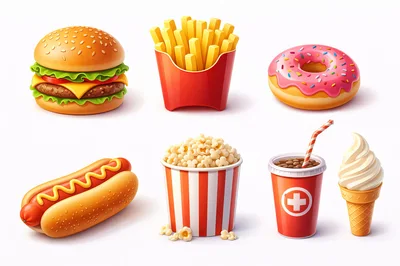 Set Of Delicious Fast Food Icons