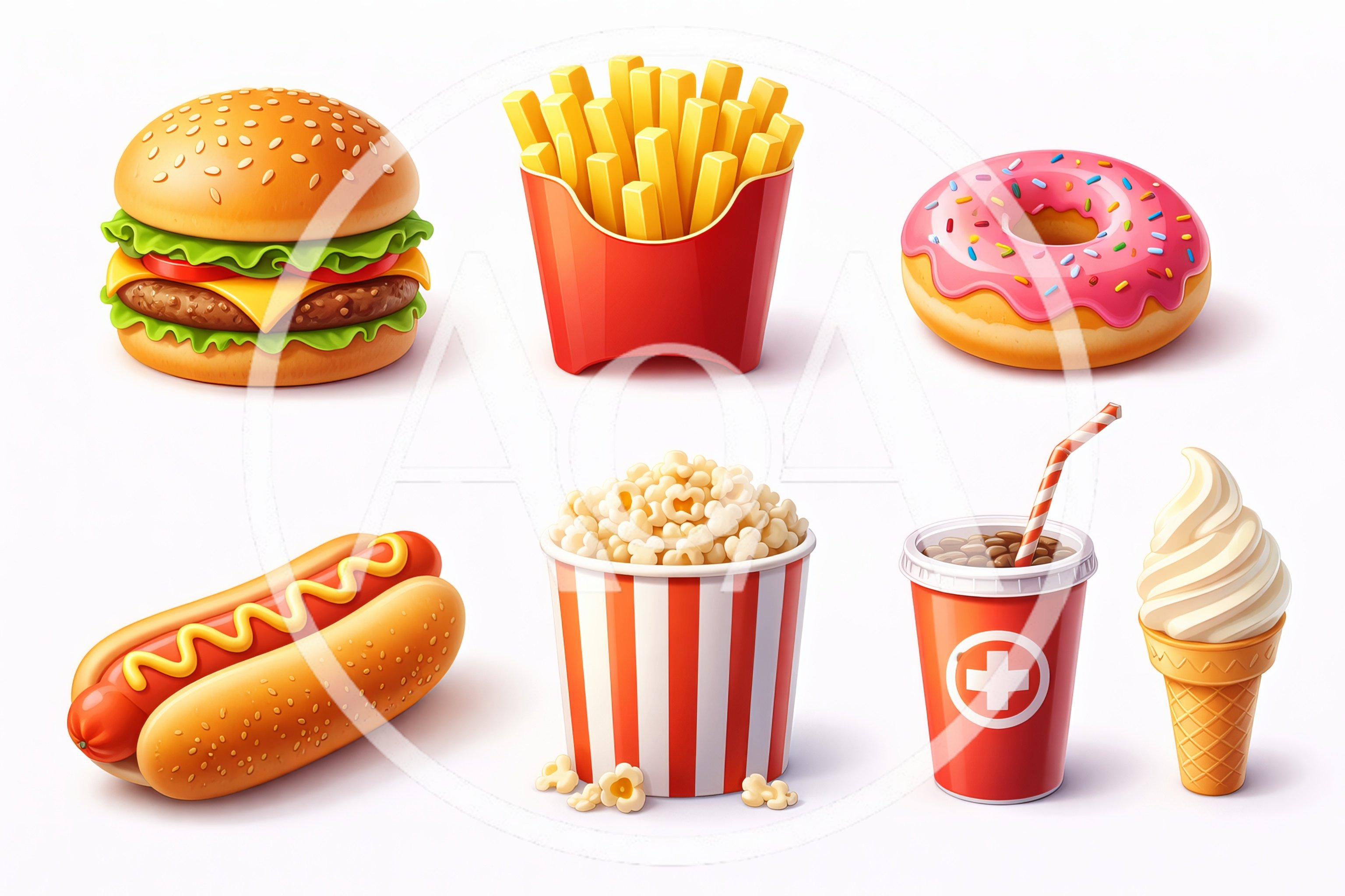 Set Of Delicious Fast Food Icons
