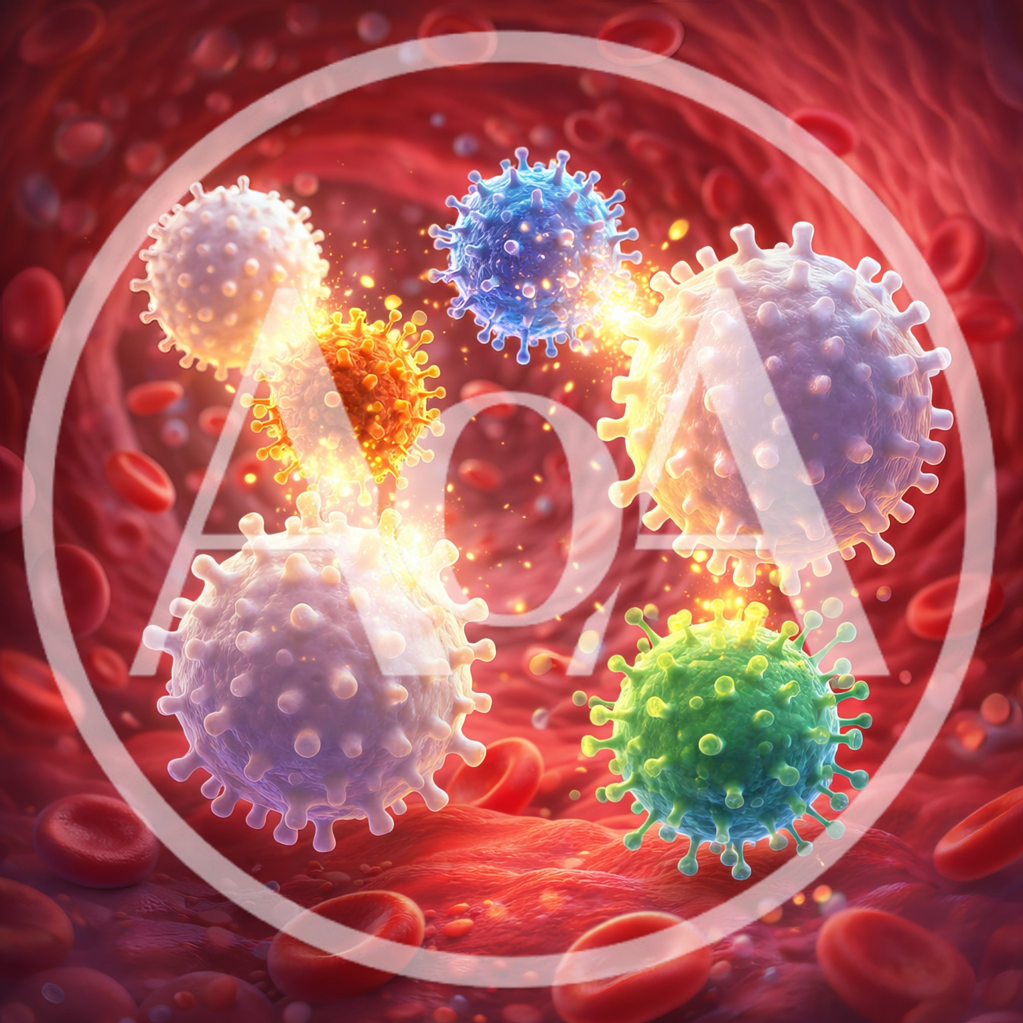 Microscopic View Of Diverse Viruses In Human Bloodstream