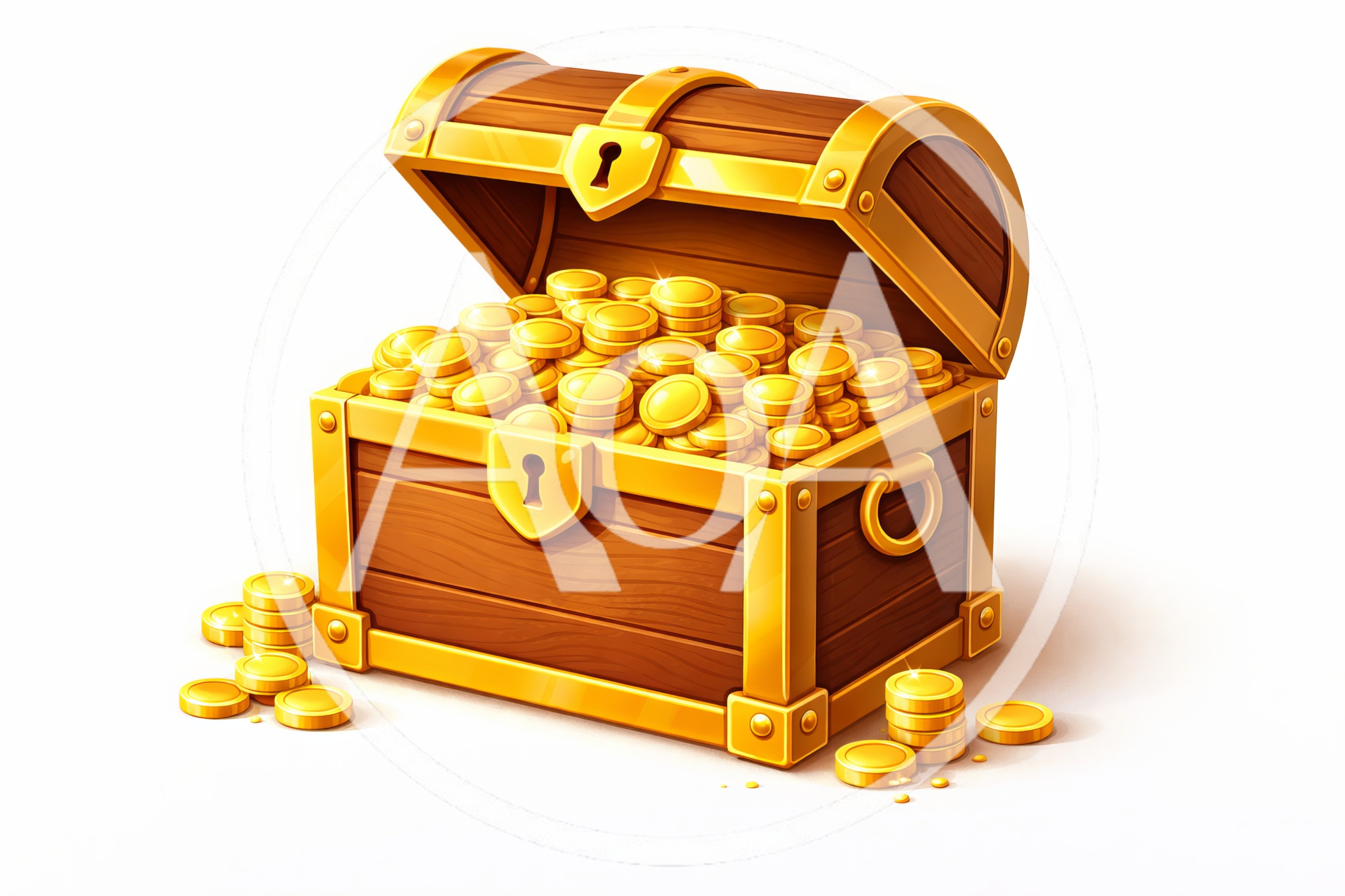 Open Wooden Treasure Chest Filled With Gold Coins