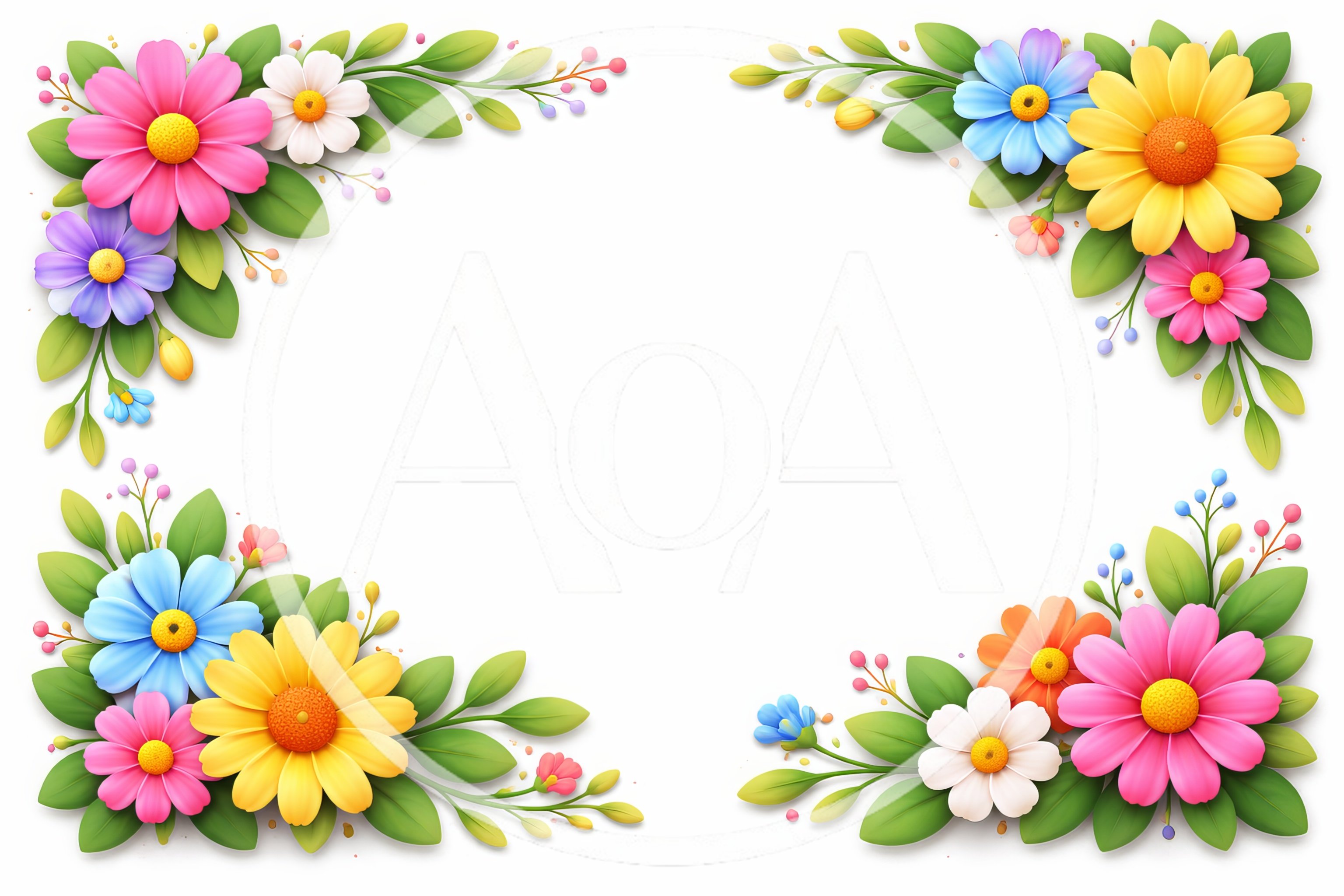 Floral Corner Border Frame With Colorful Spring Flowers