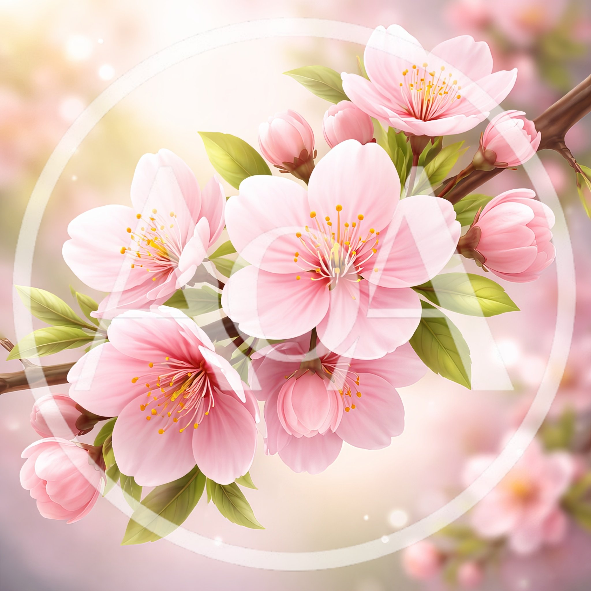 Pink Cherry Blossom Flowers On A Branch