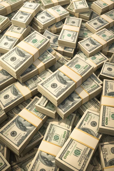 Large Pile of Stacked One Hundred Dollar Bills