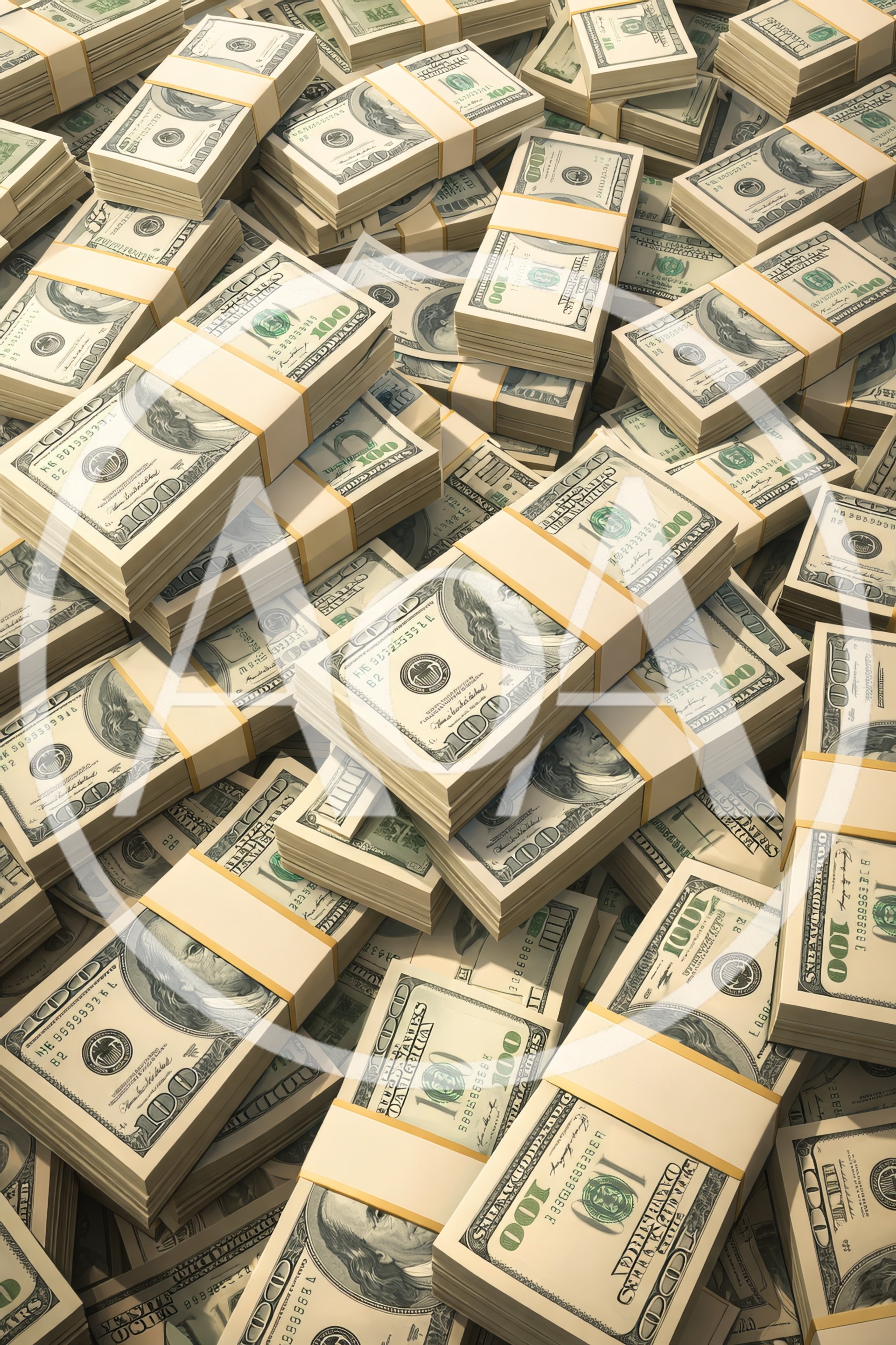 Large Pile of Stacked One Hundred Dollar Bills