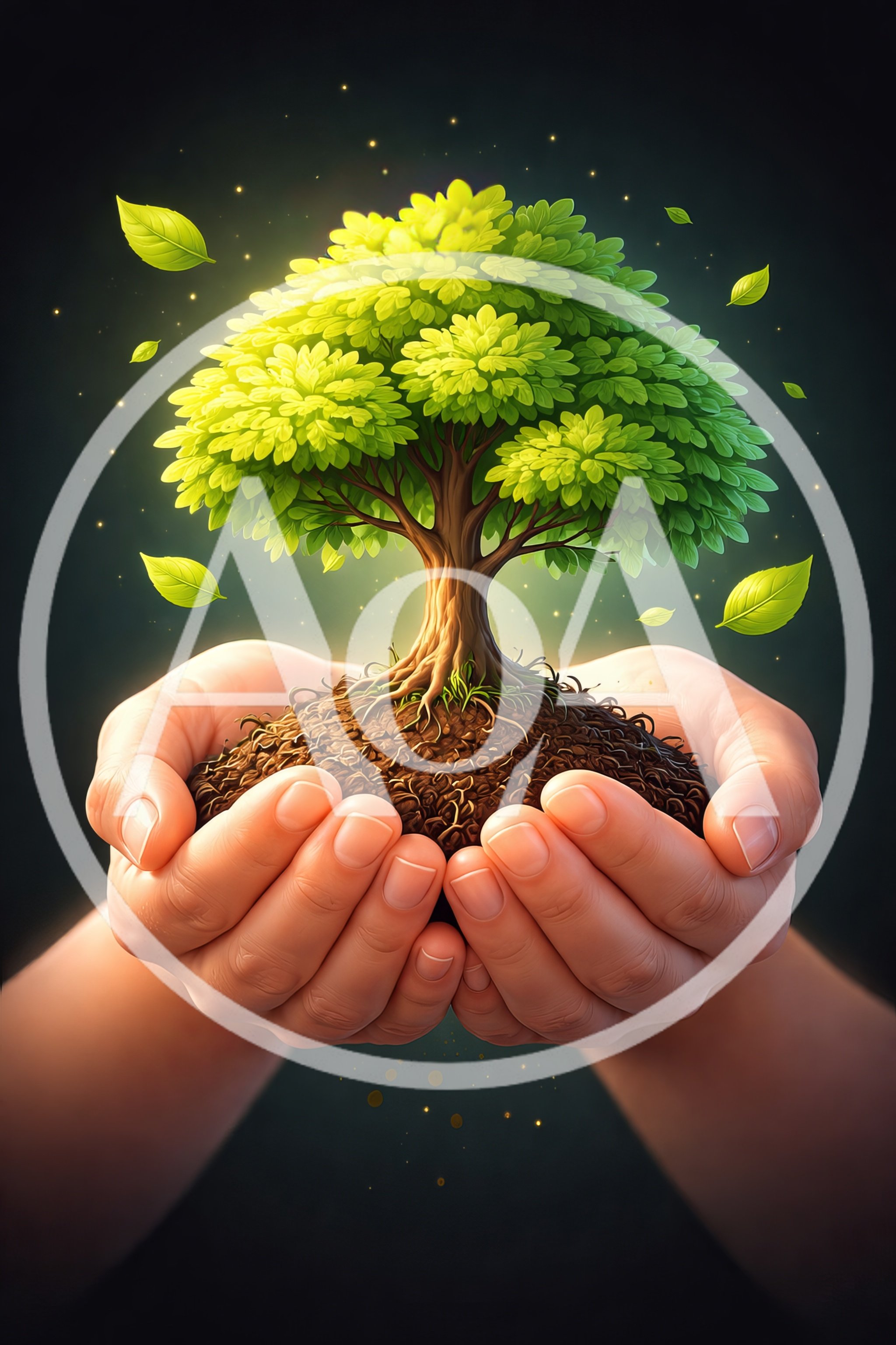 Hands Holding A Small Tree Growing From Soil