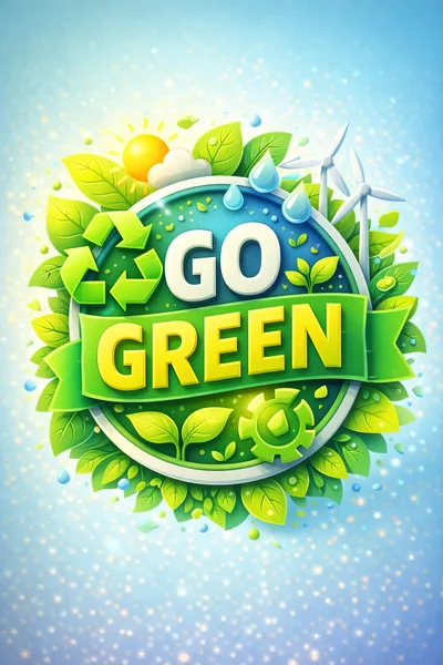 Go Green Environmental Awareness Emblem Illustration