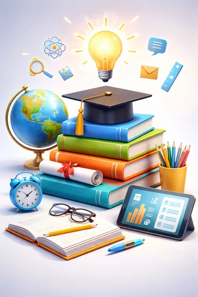 Educational Concept With Books Globe And Digital Tablet