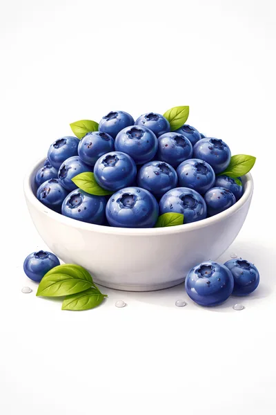 Fresh Blueberries In A White Ceramic Bowl