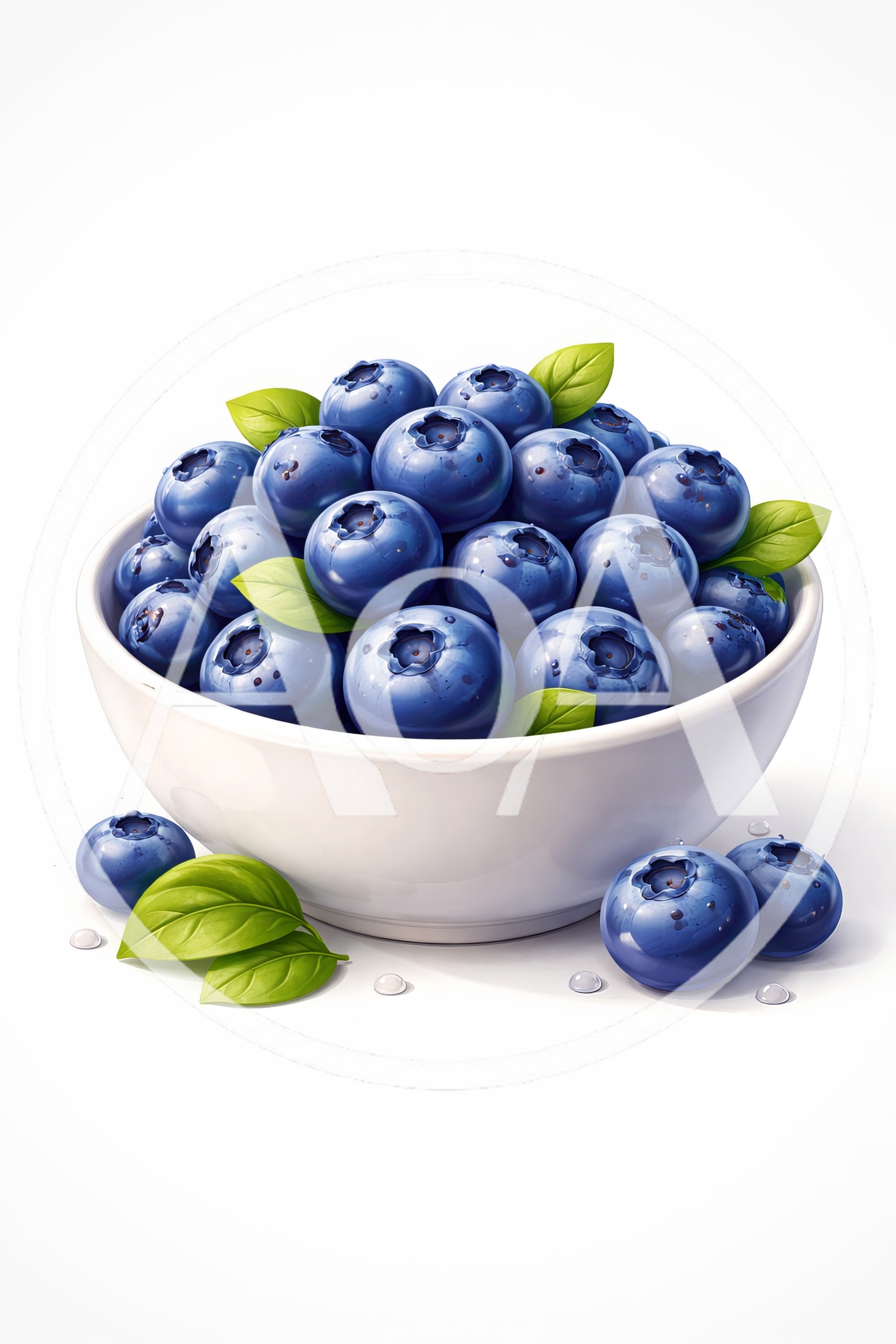 Fresh Blueberries In A White Ceramic Bowl