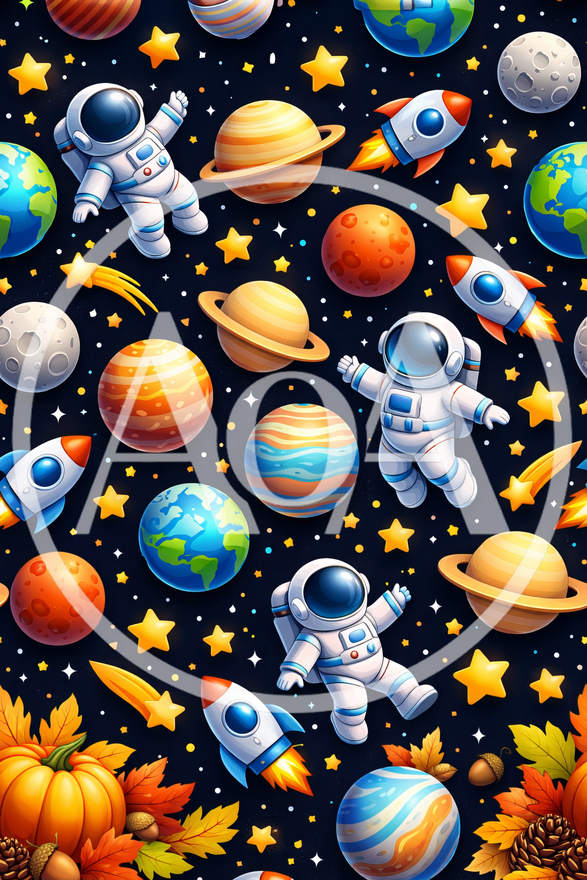 Seamless Space Pattern With Astronauts And Planets
