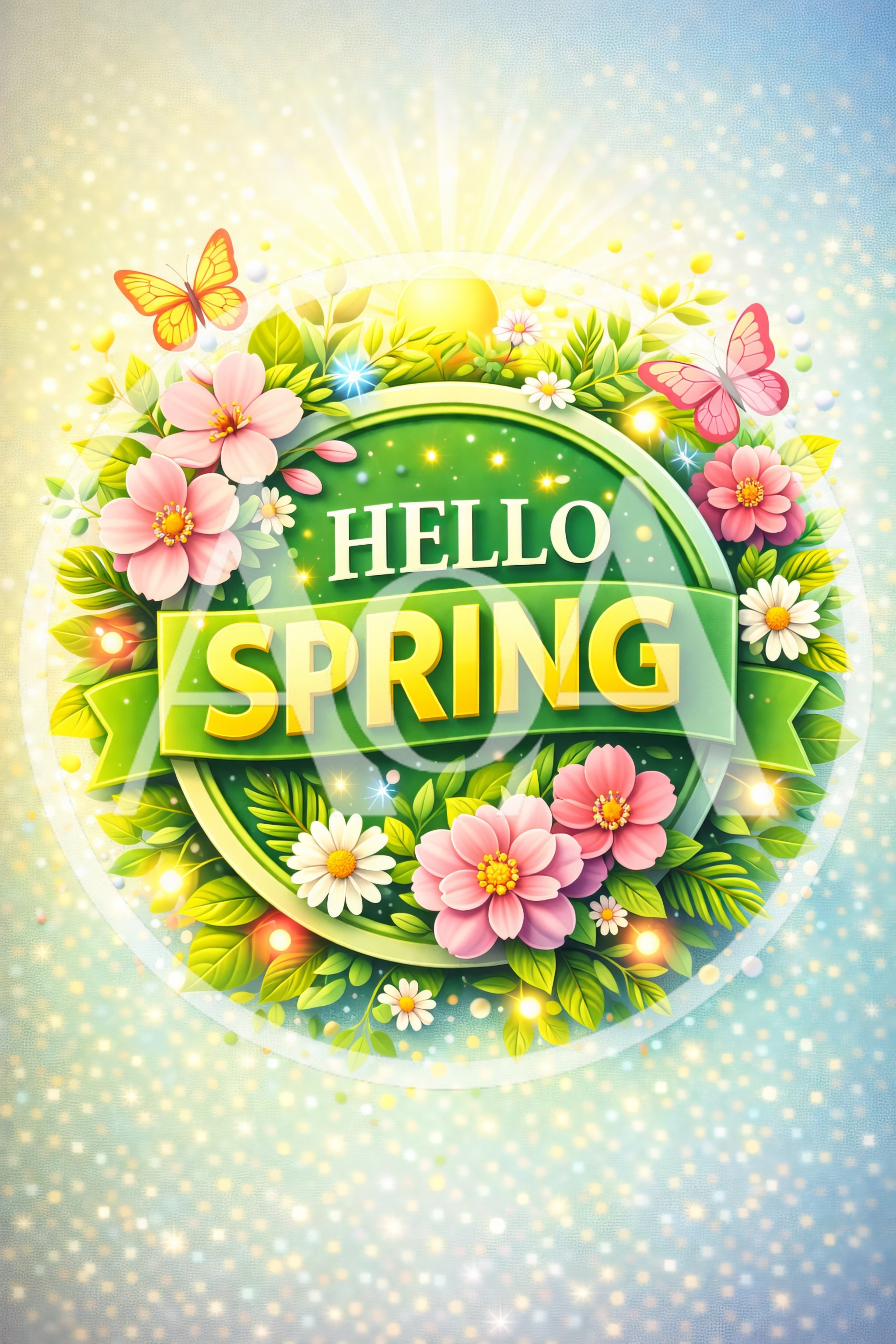 Hello Spring Floral Greeting Card Design