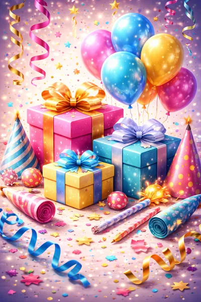 Festive Birthday Celebration With Gifts And Balloons