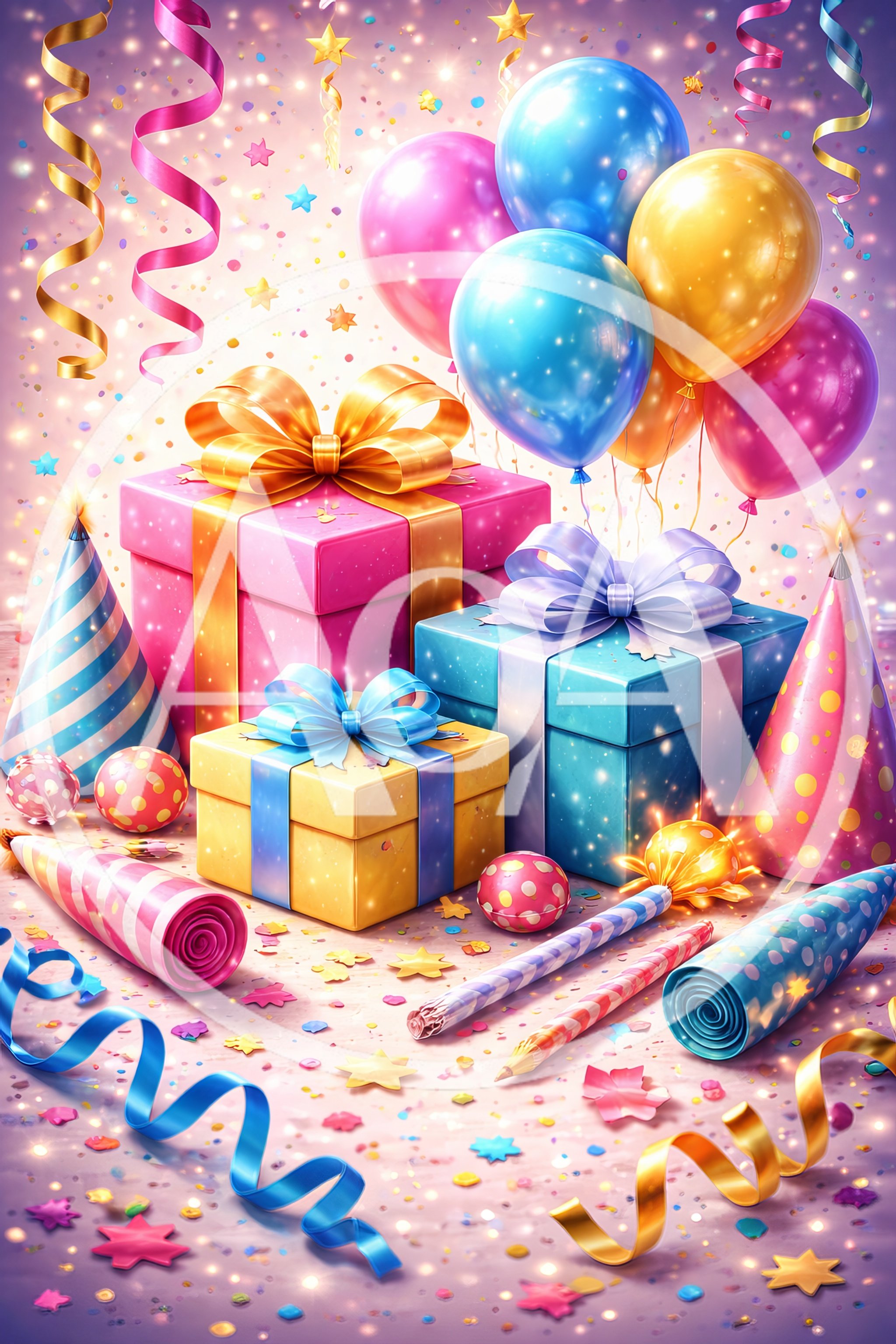 Festive Birthday Celebration With Gifts And Balloons